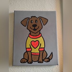 brown dog painting on canvas OOAK 8 x 10 inches